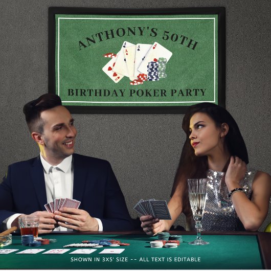 Verjaardagspartij Poker Casino Vegas Spandoek