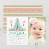 Verjaardagspartij teepee 'Wild One' eerste verjaar Kaart (Voorkant / Achterkant)