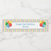 Verjaardagspartij Waterfles Label met Ballonnen Waterfles Etiket (Enkel label)