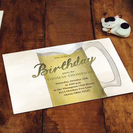 Verjaardagspartij Waterverf Goud Bier QR Code Kaart