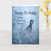 Verjaardagspartner Fun Romantische Octopus Knuffel Kaart (Gele Bloem)