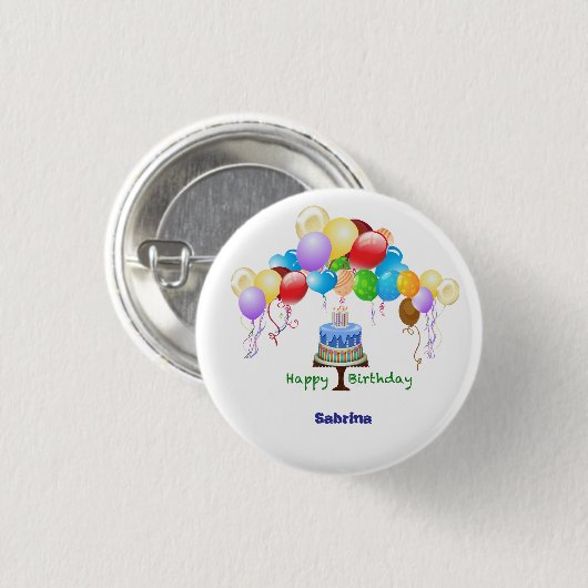 Verjaardagspas Ronde Button 3,2 Cm (Voorkant /achterkant)