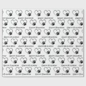 Verjaardagspauw afdrukken met hart cadeaupapier (Vlak)