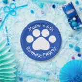  verjaardagsPAWty - blauw Papieren Bordje (Feest)