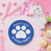  verjaardagsPAWty - blauw Papieren Bordje (Feest)