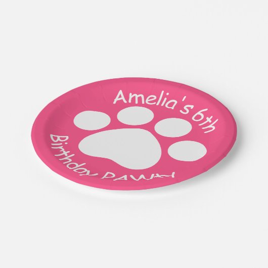  verjaardagsPAWty - Roze Papieren Bordje (Gekanteld)