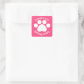 verjaardagsPAWty - Roze Vierkante Sticker (Tas)