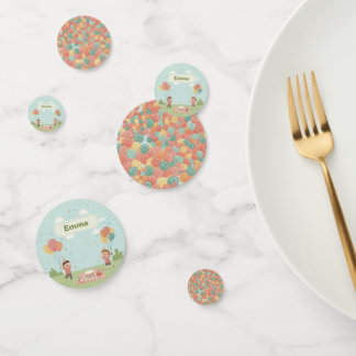 Verjaardagspicknick, Schattige Retro Stijl Confetti