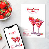 Verjaardagspicknick Strawberry Sips Cocktail Roze  Kaart