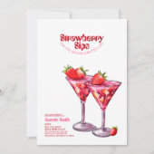 Verjaardagspicknick Strawberry Sips Cocktail Roze  Kaart (Voorkant)