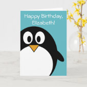 Verjaardagspinguïn  kaart (Gele Bloem)