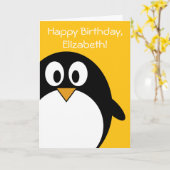 Verjaardagspinguïn  kaart (Gele Bloem)
