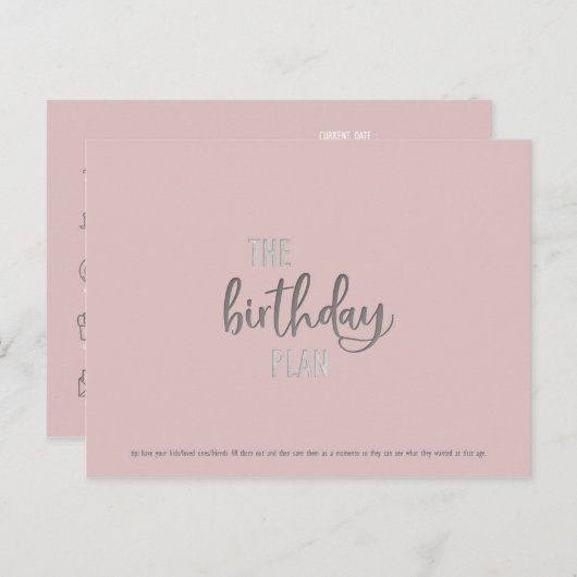 Verjaardagsplan: Briefkaart (Voorkant / Achterkant)