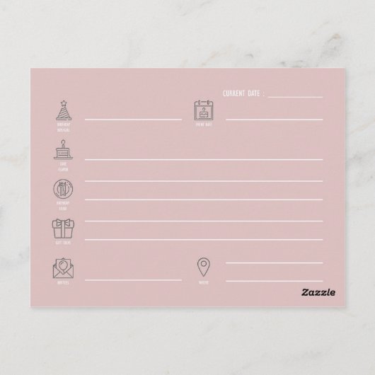 Verjaardagsplan: Briefkaart (Achterkant)