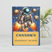 Verjaardagsplaneten in de ruimte Galaxy Astronaut Kaart (Staand voorkant)