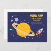 Verjaardagsplaneten & Raketschip in de Buitenruimt Briefkaart (Voorkant / Achterkant)