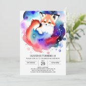 Verjaardagsplezier met Waterverf Vossen Kaart (Staand voorkant)