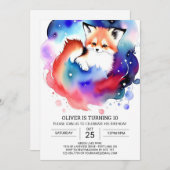 Verjaardagsplezier met Waterverf Vossen Kaart (Voorkant / Achterkant)