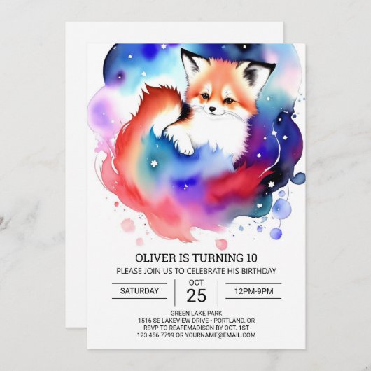 Verjaardagsplezier met Waterverf Vossen Kaart (Voorkant / Achterkant)