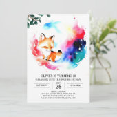 Verjaardagsplezier met Waterverf Vossen Kaart (Staand voorkant)