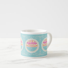 Verjaardagsplezier Mok, Blauw Roze Regenboog Espresso Kop