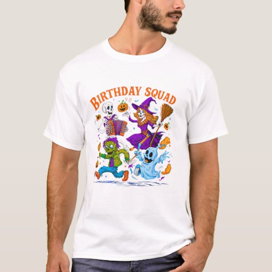 Verjaardagsploeg Grappige Halloween T-shirt (Voorkant)