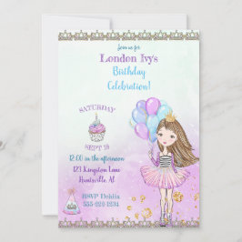 Verjaardagsprinses Cupcake Ballonnen Lavendel Kaart