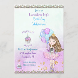 Verjaardagsprinses Cupcake Ballonnen Lavendel Kaart