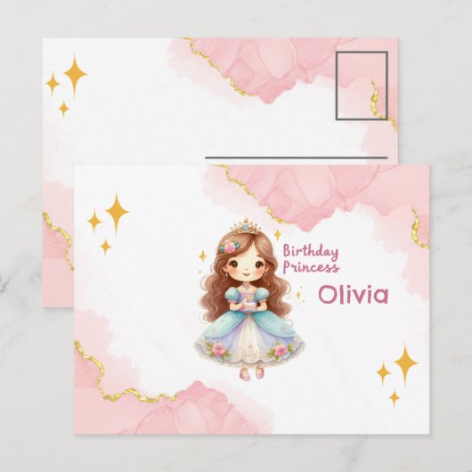 Verjaardagsprinses Delight Briefkaart (Voorkant / Achterkant)