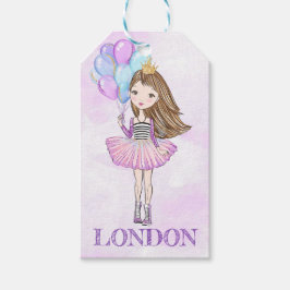 Verjaardagsprinses Lavendel Ballonnen Cadeaulabel