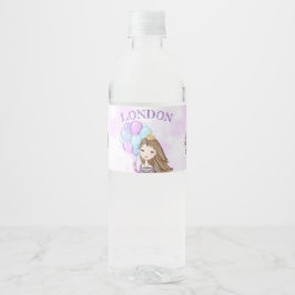 Verjaardagsprinses Lavendel Turquoise Goud Waterfles Etiket