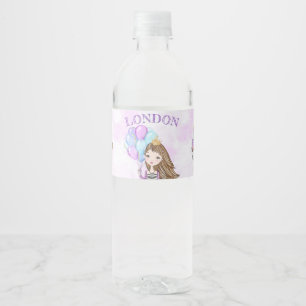 Verjaardagsprinses Lavendel Turquoise Goud Waterfles Etiket
