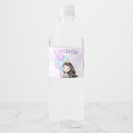 Verjaardagsprinses Lavendel Turquoise Goud Waterfles Etiket