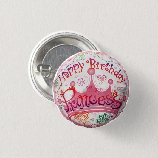 verjaardagsprinses ronde button 3,2 cm (Voorkant /achterkant)