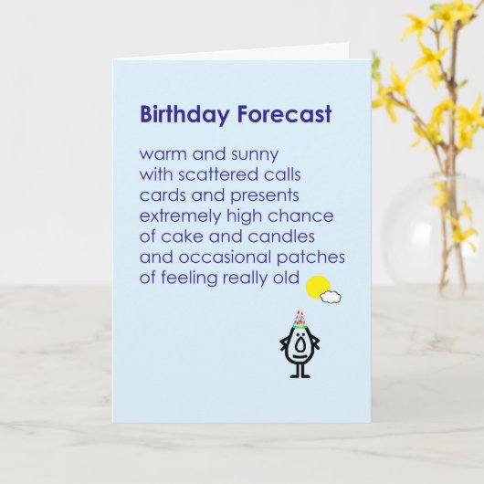 Verjaardagsprognose - een grappig verjaardagsgedic kaart (Gele Bloem)