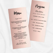 Verjaardagsprogramma Menu roos goudkleurig