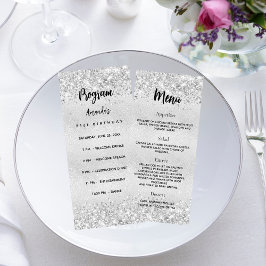 Verjaardagsprogramma Menu zilveren confetti