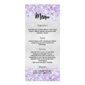 Verjaardagsprogramma Menu zilveren violette confet (Achterkant)