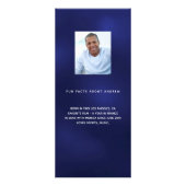 Verjaardagsprogramma navy blauwe foto leuke weetje reclamekaart (Achterkant)