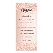Verjaardagsprogramma Quiz roos gouden glitter foto Reclamekaart (Voorkant)