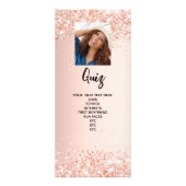 Verjaardagsprogramma Quiz roos gouden glitter foto Reclamekaart (Achterkant)
