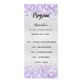 Verjaardagsprogramma Quiz zilveren violette foto Reclamekaart (Voorkant)