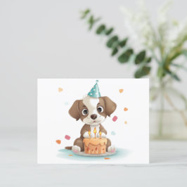 verjaardagspuppy uitnodiging briefkaart