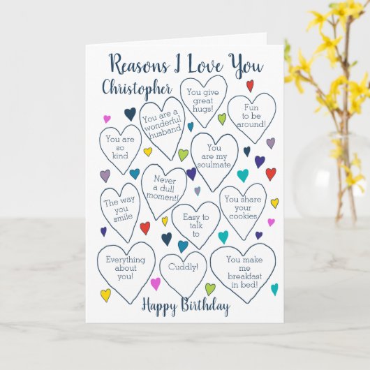 Verjaardagsredenen Ik hou van je gepersonaliseerd Kaart (Gele Bloem)