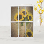 verjaardagsregen op het raam met zonnebloemen kaart (Gele Bloem)