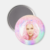 Verjaardagsregenboog glitterslierten aangepaste fo magneet (Voorkant / Achterkant)