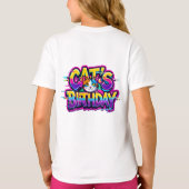 Verjaardagsregenboogstoring van kat t-shirt (Achterkant)