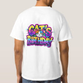 Verjaardagsregenboogstoring van kat t-shirt (Achterkant)