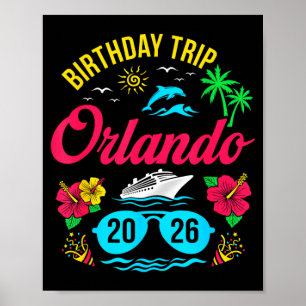 Verjaardagsreis Orlando 2026 Matching Familie Poster