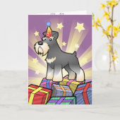 Verjaardagsreus/Standaard/Miniatuur Schnauzer Kaart (Gele Bloem)